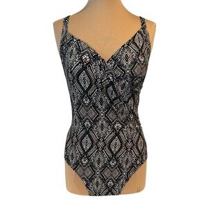 Catalina reptile, snake skin animal print one piece plus size Swimsuit 1X wrap
